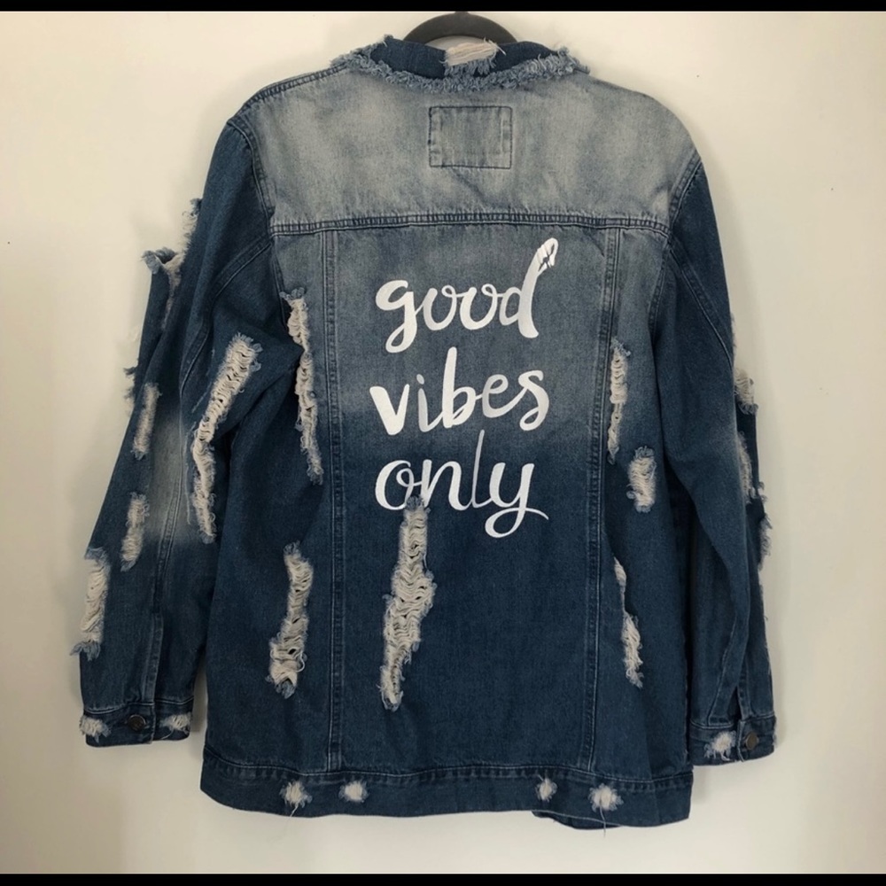 Plus Size Distressed Jean Jacket